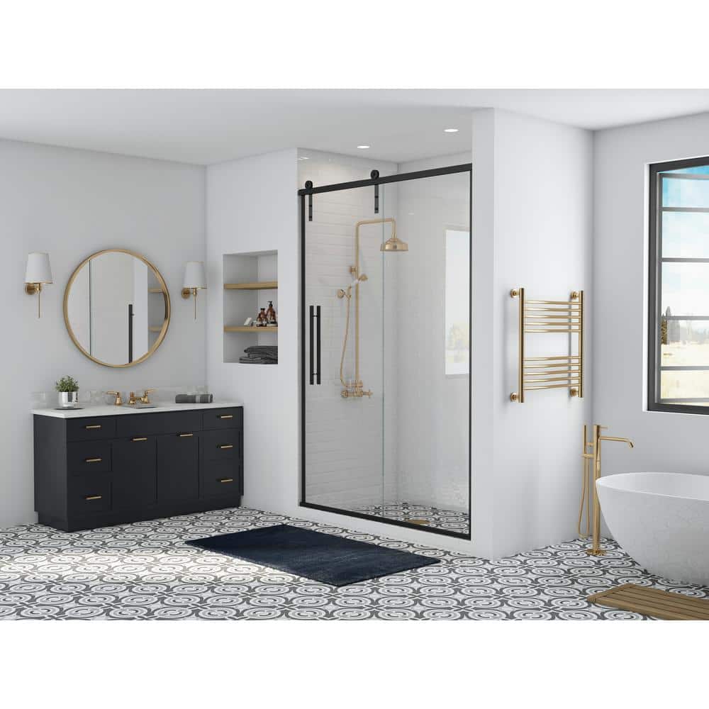 Eclipse 60 in. x 76 in. Frameless Sliding Shower Door in Matte Black and Clear Glass with Handle price history on PriceWatchPro