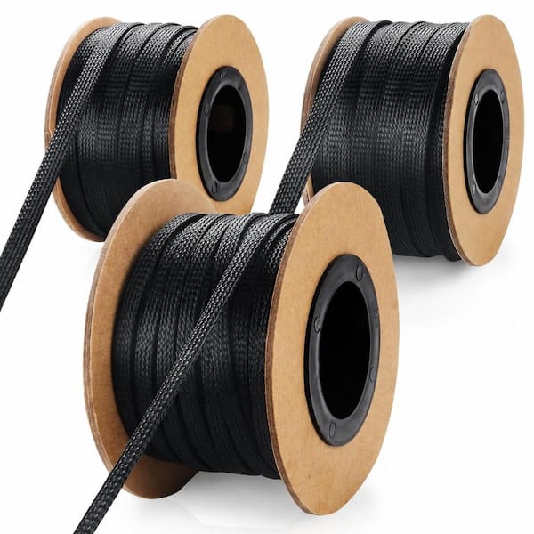 300 ft PET Expandable Wire Loom Sleeving with 1/4 in, 3/8 in and 1/2 in Diameters for Cable Management