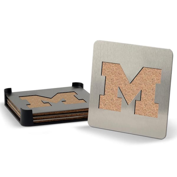 YouTheFan NCAA Michigan Wolverines Stainless Steel 4 in. Metallics Coasters (Set of 4)
