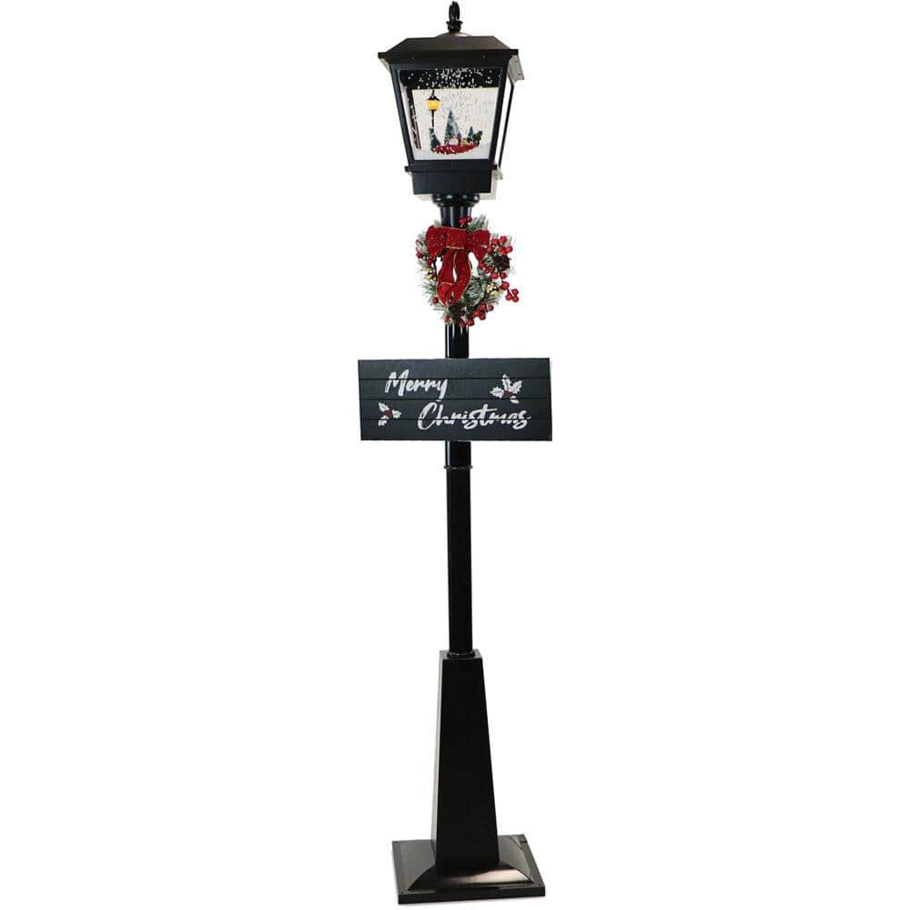 Fraser Hill Farm 71 in. Christmas Musical Street Lamp with Car Scene, 2 ...