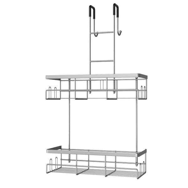 Over the Door Shower Caddy Hanging for Inside, Rustproof Hanging Shower Caddy for Shower Organizer, No Drilling, Chrome