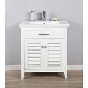 Cameron 30 in. W x 18.5 in. D Bath Vanity in White with Porcelain Vanity Top in White with White Basin
