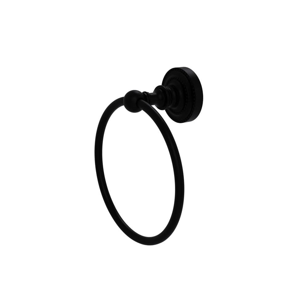 Allied Brass Dottingham Collection Towel Ring in Matte Black 
