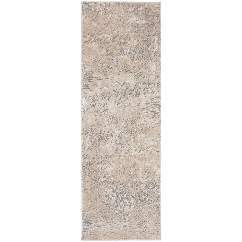 SAFAVIEH Meadow Ivory/Gray 3 ft. x 8 ft. Abstract Runner Rug MDW323A28