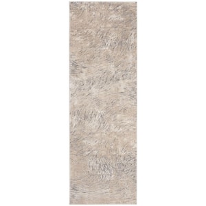Meadow Ivory/Gray 3 ft. x 8 ft. Abstract Runner Rug