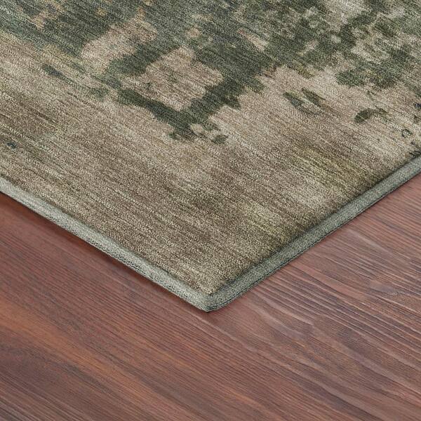 Mayfield Premium Machine Washable Abstract AMF2366 Olive 5 ft. x 7 ft. 6 in. Area Rug