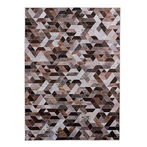 3 ft. x 5 ft. Brown and Beige Laredo Lockhart Patchwork Faux Cowhide Accent Rug