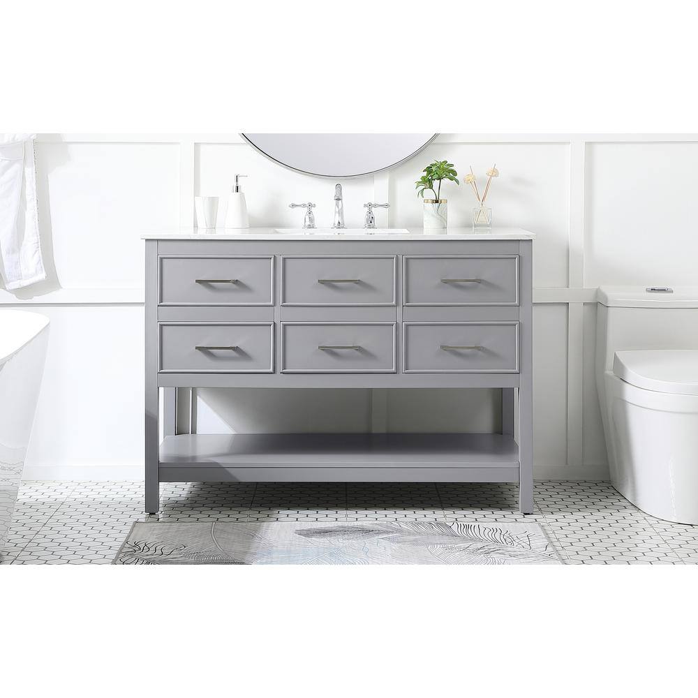 Gray MDF Single Bathroom Vanity with Calacatta White Marble Top