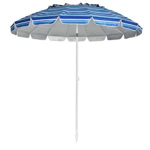 8 ft. Steel Patio Beach Umbrella Sun Shelter w/Sand Anchor and Tilt Air Vent for Garden Beach Backyard in Navy