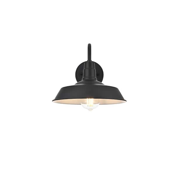 9 in. Black Outdoor Hardwired Wall Sconce with No Bulbs Included
