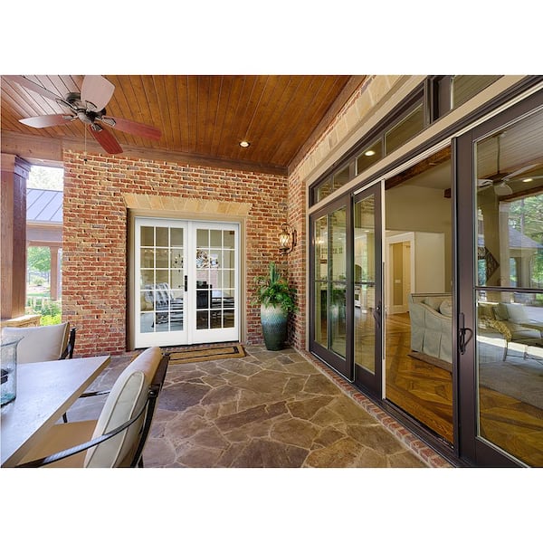 72 in. x 80 in. W-5500 Contemporary White Clad Wood Left-Hand 15 Lite French Patio Door w/Unfinished Interior