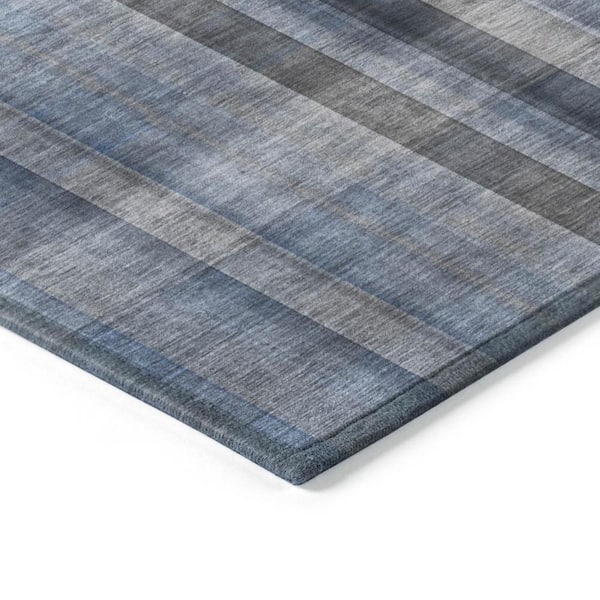Blue 2 ft. x 8 ft. Woven Plaid Runner Indoor/Outdoor Area Rug