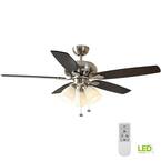Rockport 52 in. Brushed Nickel LED Smart Ceiling Fan with Light and Remote Works with Google Assistant and Alexa