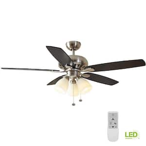 Rockport 52 in. Brushed Nickel LED Smart Ceiling Fan with Light and Remote Works with Google Assistant and Alexa