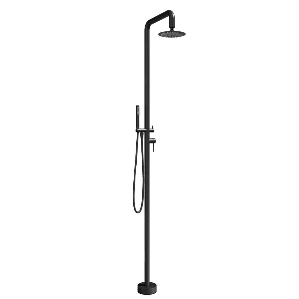 Outdoor Freestanding Hot & Cold Shower Faucet 2-Spray with Handheld 1.8 GPM 316 Stainless Steel in Matte Black price history on PriceWatchPro