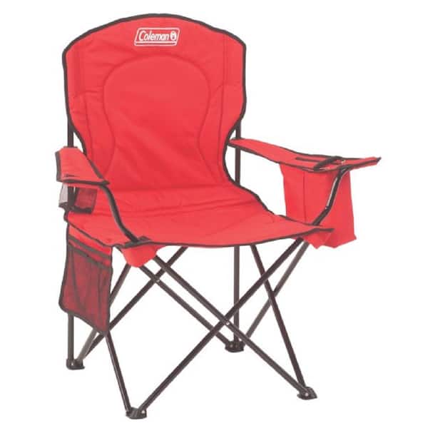 Coleman Steel Camping Chair with Built-In 4 Can Cooler in Red