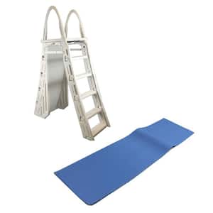 Heavy-Duty A-Frame Above-Ground Pool Ladder Plus Hydro-Tools 9 in. x 24 in. Mat
