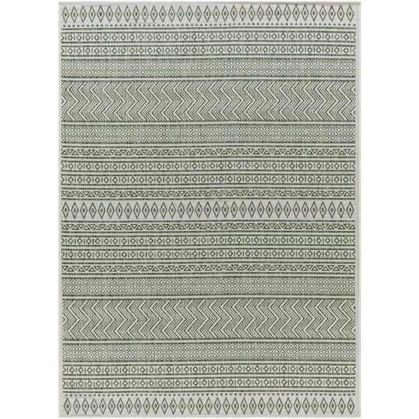 Merrigan Green 8 ft. x 10 ft. Moroccan Indoor/Outdoor Area Rug