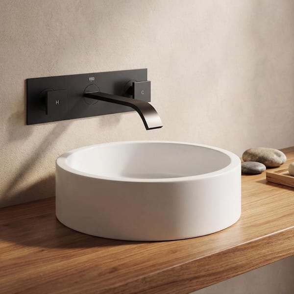 Titus Two Handle Wall Mount Bathroom Faucet in Matte Black