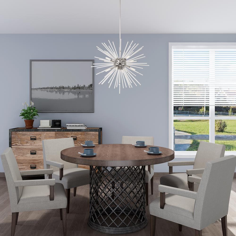 Polished Chrome and Clear Crystal 8-Light Pendant Chandelier