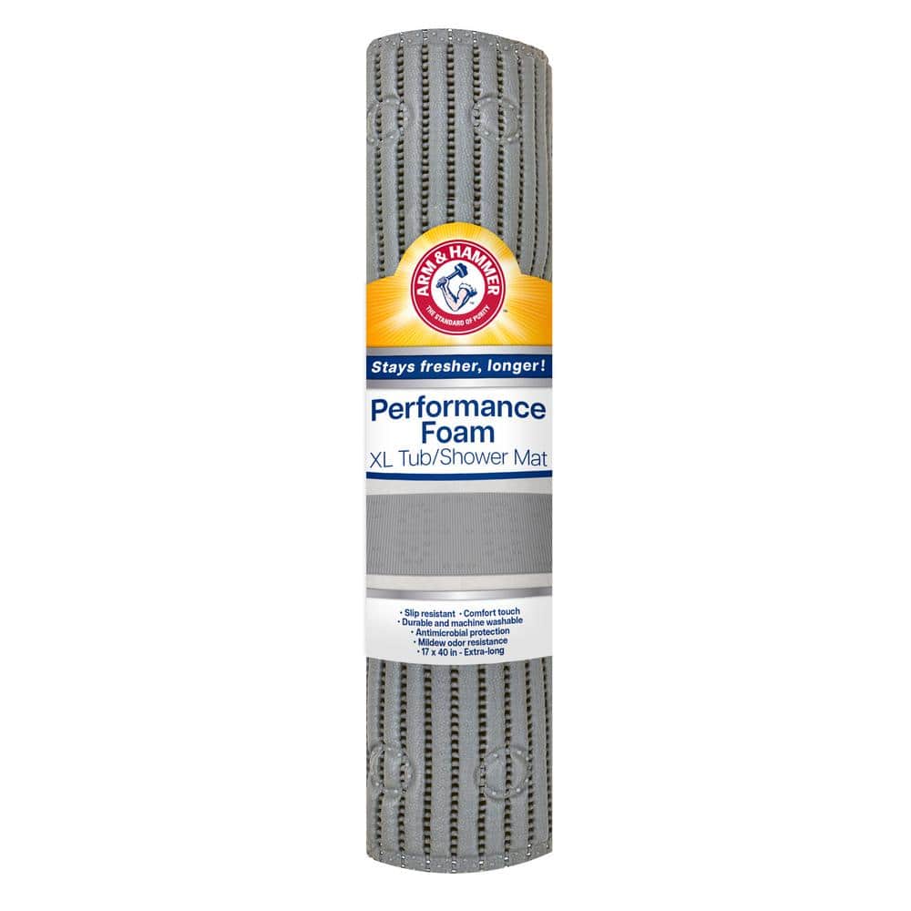 Grey Performance Foam Non-Slip Bath Mat for Showers and Tubs, 17 x 40