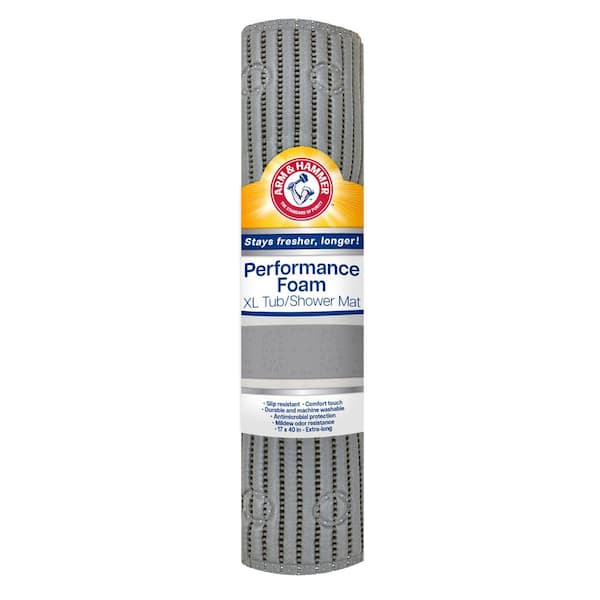 ARM & HAMMER Performance Foam Vinyl 17 x 40-Shower Tub Mat in Grey