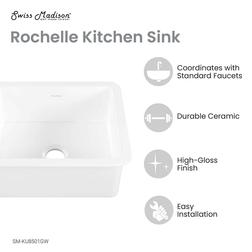Rochelle 24 x 18 White Ceramic Drop-In Kitchen Sink