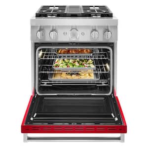 30 in. 4.1 cu. ft. Dual Fuel Freestanding Smart Range with 4-Burners in Passion Red