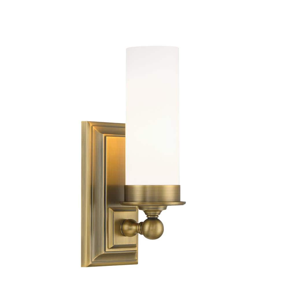 NORWELL Richmond 1-Light Aged Brass Wall Sconce 9730-AG-MO - The Home Depot