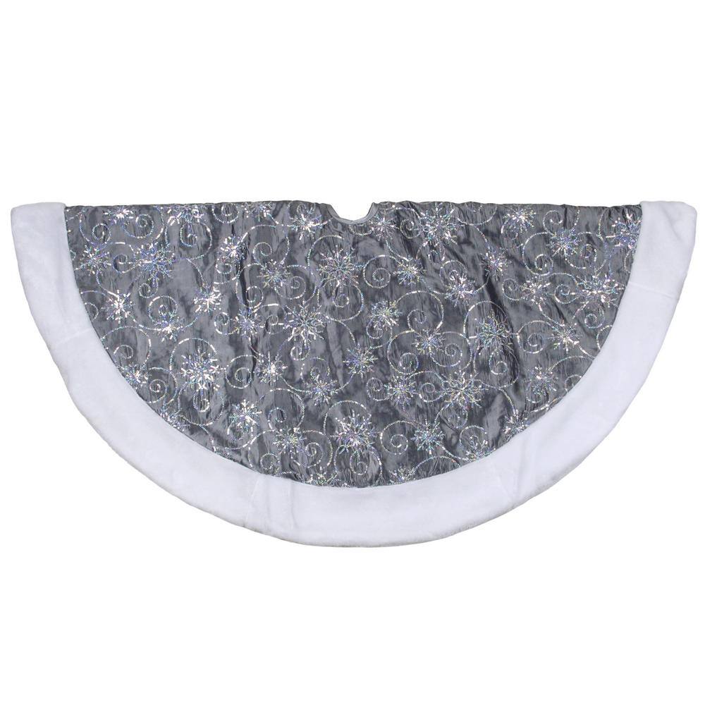 Northlight 46 in. Gray and Silver Sequined Christmas Tree Skirt with ...