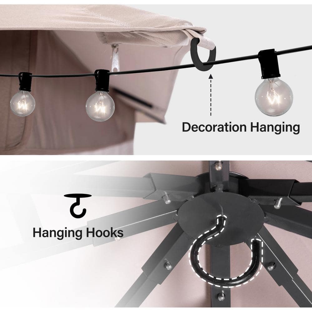 Beige Steel Patio Gazebo with Weather-Resistant Fabric