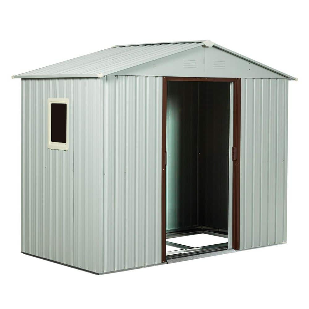 Outdoor Storage Shed 8 ft. W x 4 ft. D Metal Shed with Window and Foundation White (32 sq. ft. ) price history on PriceWatchPro