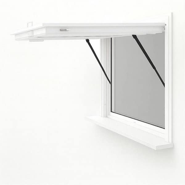 41.5 in. x 35.5 in. White Aluminum Low-E Double-Pane Clear Glass Awning Window without Bottom Frame