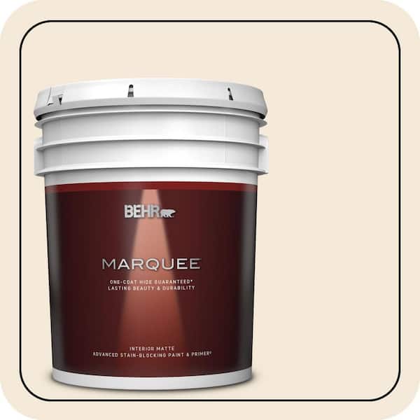 BEHR MARQUEE 5 gal. #13 Cottage White Matte Interior Paint with Primer