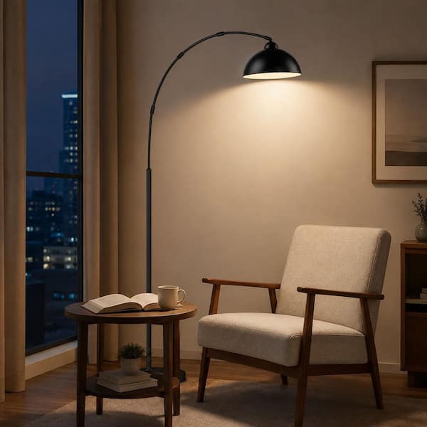 BICIK 71 in. Modern Black Arc Floor Lamp Dimmable LED with Large