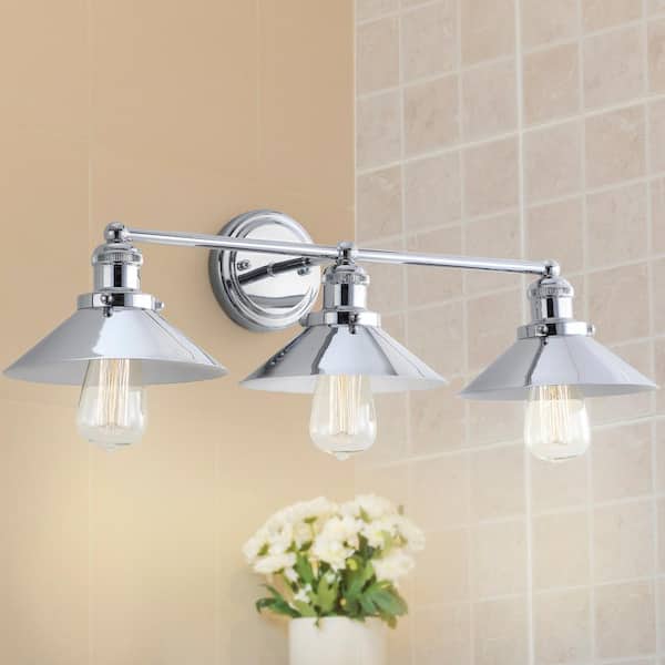 JONATHAN Y June 26.5 in. 3-Light Metal Chrome Vanity Light JONATHAN Y June 26.5 in. 3-Light Metal Chrome Vanity Light