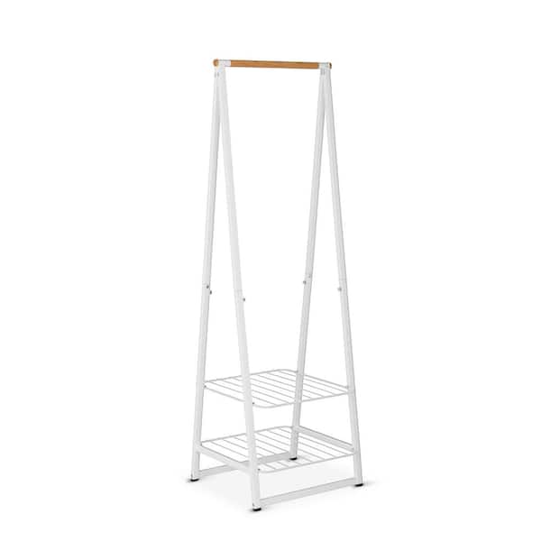 White Steel Garment Clothes Rack 23.9 in. W x 74.8 in. H