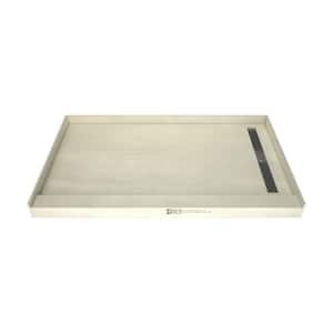 Redi Trench 42 in. L x 72 in. W Alcove Single Curb Tileable Shower Pan Base with Right Linear Drain in Brushed Nickel