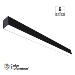 4 ft. 64-Watt Equivalent Integrated LED Black Strip Light Fixture Architectural Linear 4600 Lumens Dimmable (6-Pack)