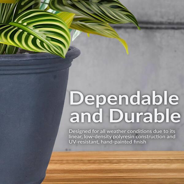 Sunnydaze Anjelica 24 in. Slate Outdoor Resin Flower Pot Planter