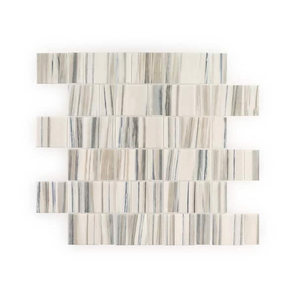 Jeffrey Court Ravine White 10.75 in. x 10.875 in. Square Matte Glass Wall and Floor Mosaic Tile (12.16 Sq. Ft./Case)
