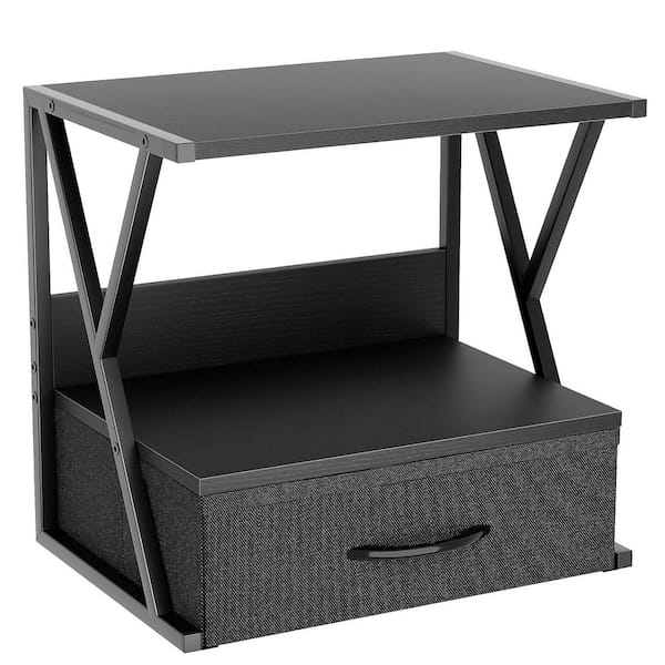 Black 16.5 in. x 15.7 in. Wood Classic Desktop Shelf with Storage Drawer
