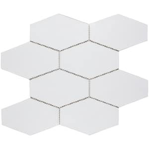 Long Hex 11 in. x 10.6 in. Marsh Gloss Glass Mesh-Mounted Mosaic Tile (9.02 sq. ft./Case)