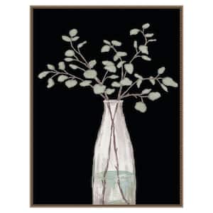 "Modern Floral On Black II" by Elizabeth Medley 1-Piece Floater Frame Giclee Home Canvas Art Print 42 in. x 32 in.