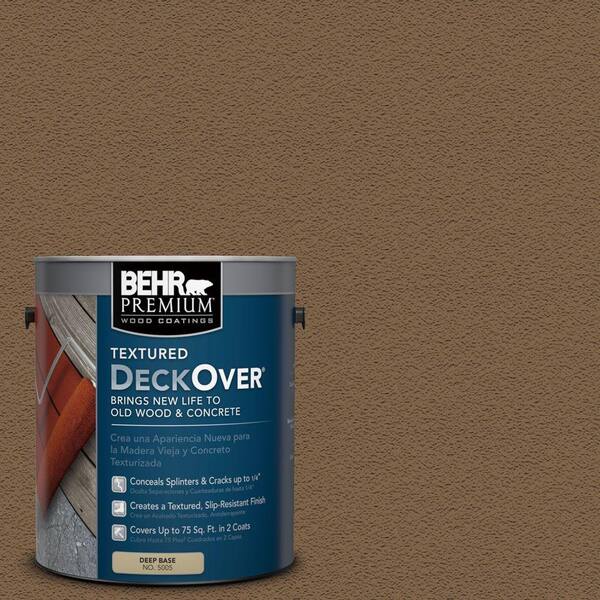 BEHR Premium Textured DeckOver 1 gal. #SC-109 Wrangler Brown Textured Solid Color Exterior Wood and Concrete Coating