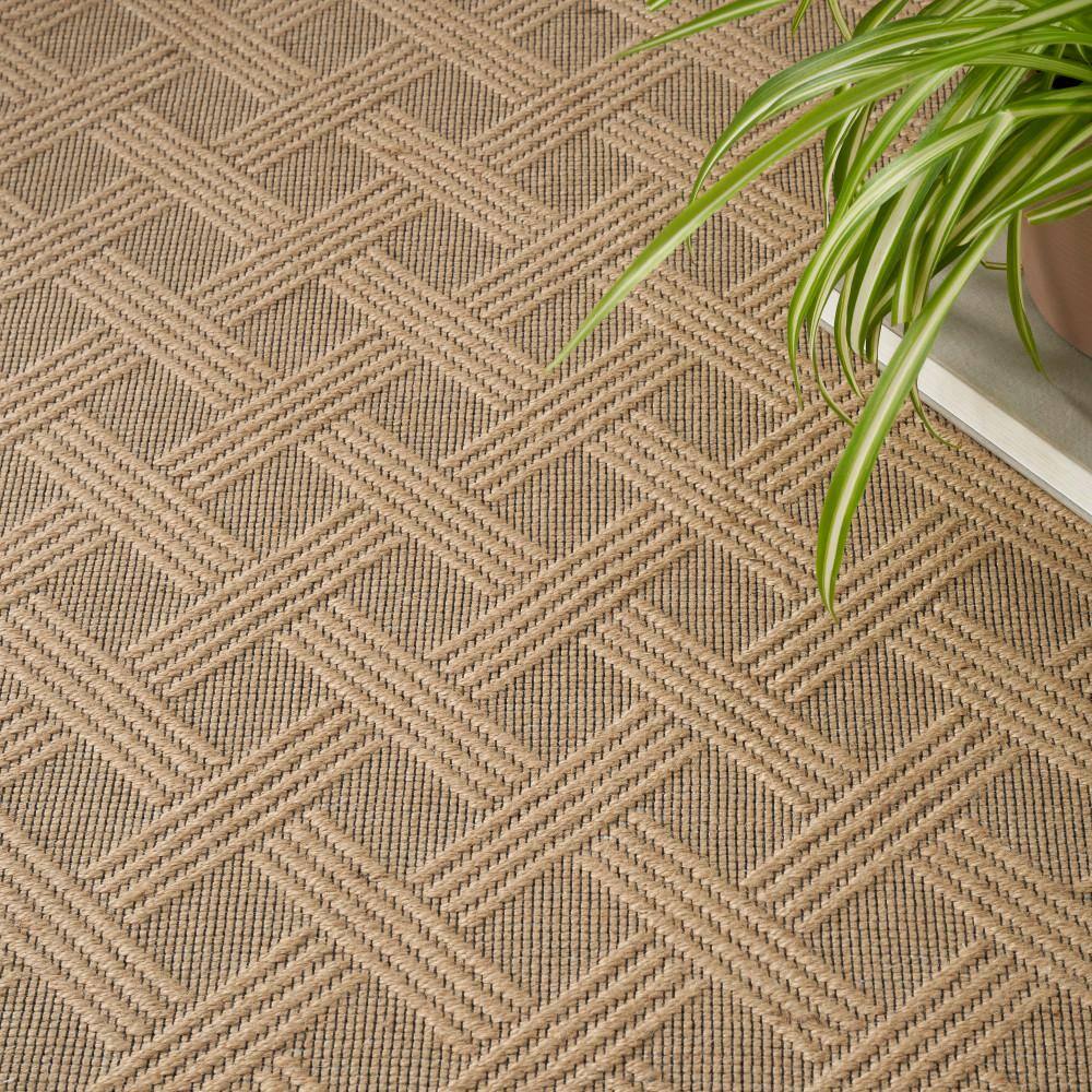 Natural Beige Geometric Flat Woven Washable Rug 5'3" x 7'3"