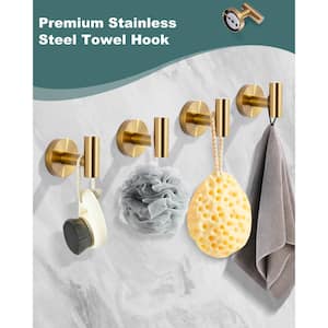 Round shape Knob Robe/Towel Hook in Brushed Gold 4-Pieces