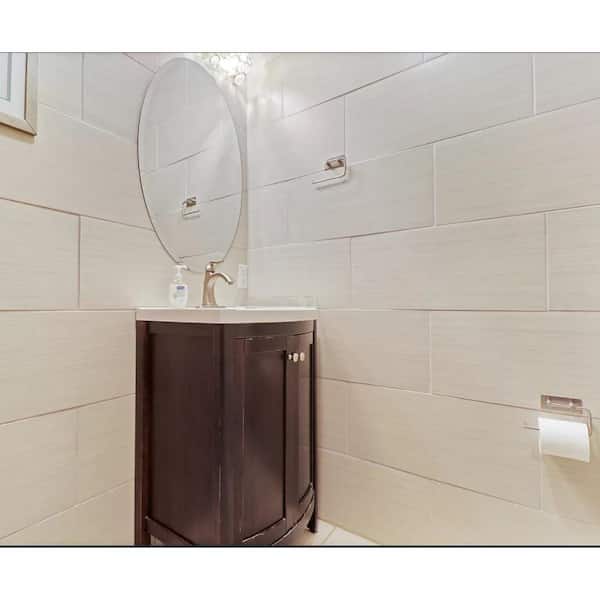 Decor Wonderland 24 in. W x 36 in. H Frameless Oval Beveled Edge Bathroom  Vanity Mirror in Silver DWSM2436 The Home Depot