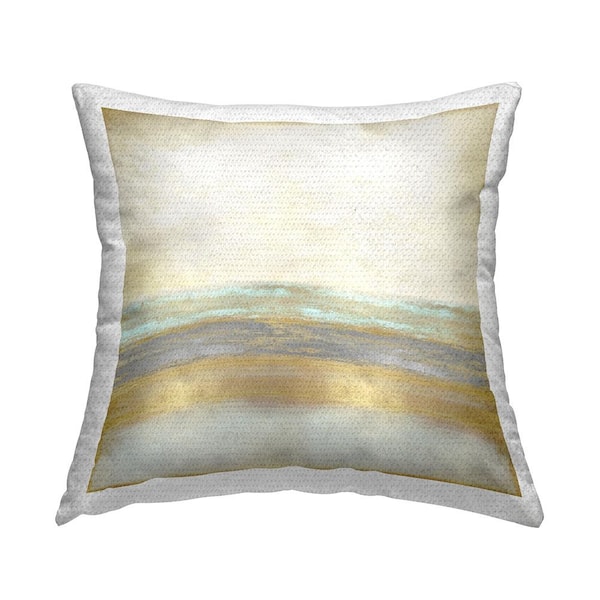 Stupell Industries Golden Reflection Abstraction Blue Square Outdoor Throw Pillow