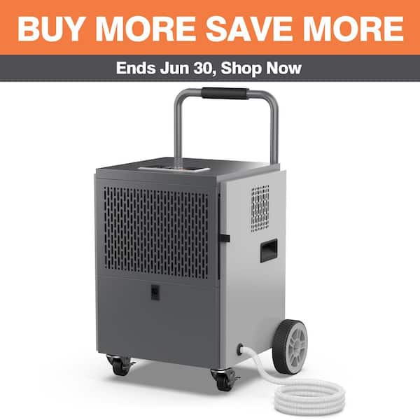 Edendirect 100 pt. 4500 sq. ft. Commercial Dehumidifier in. Grays, with Large Bucket, Drain Hose for Garage, Basement, Energy Save